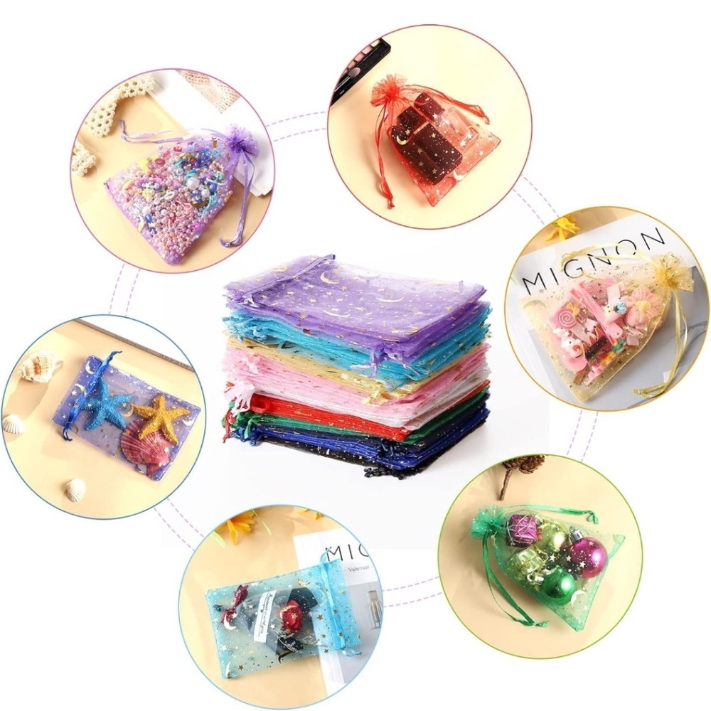 20 Pieces Moon Star Organza Bags, 3x4“ Mixed Color - Picture 4 of 6